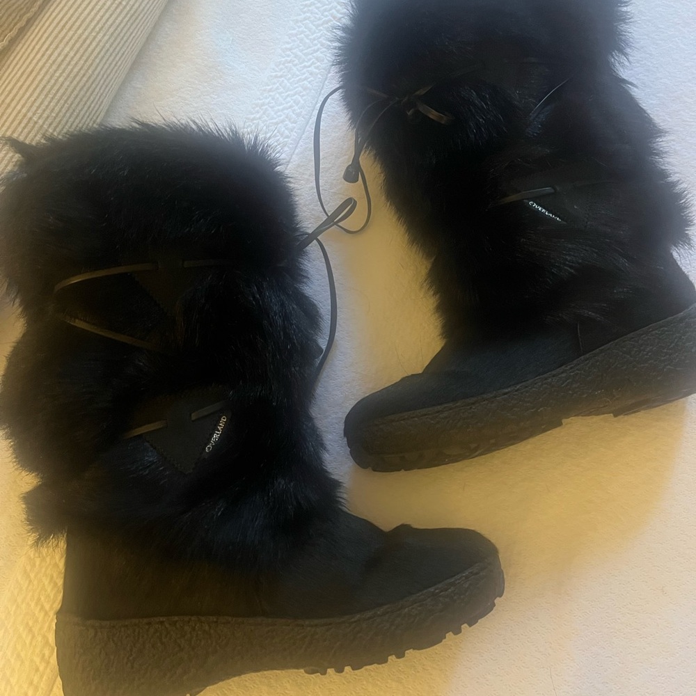 Overland Anna Wool Lined Black Fur Winter Boots